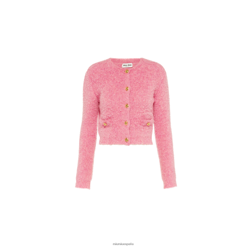 es Miu Miulisto para usar cárdigan de bouclé rosa JPDFR8775