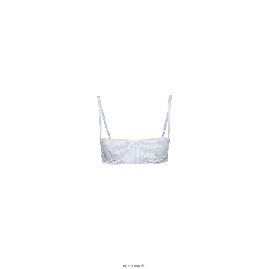 es Miu Miulisto para usar sujetador de popelina blanco/azul claro JPDFR81019