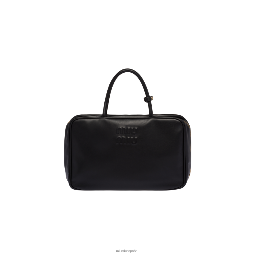 es Miu Miurecopilación bolsa de cuero con asa superior negro JPDFR8151