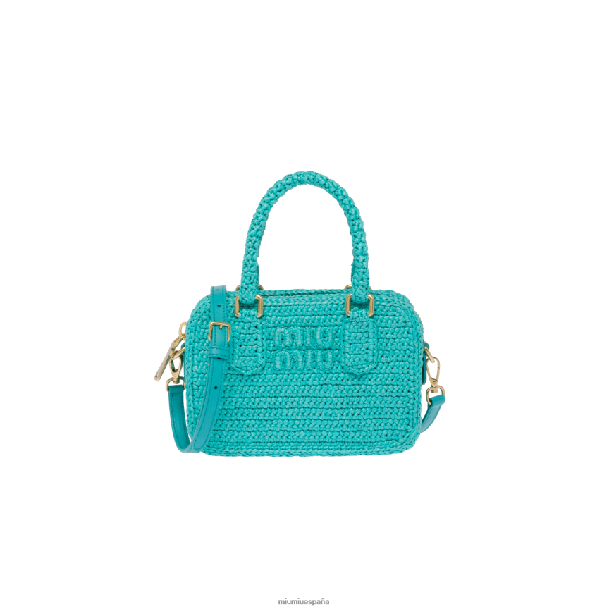 es Miu Miurecopilación bolso de crochet con asa superior Jade verde JPDFR8161