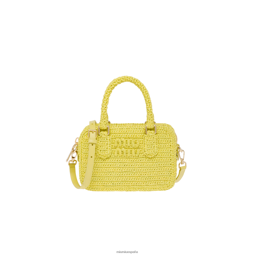 es Miu Miurecopilación bolso de crochet con asa superior amarillo limón JPDFR8160