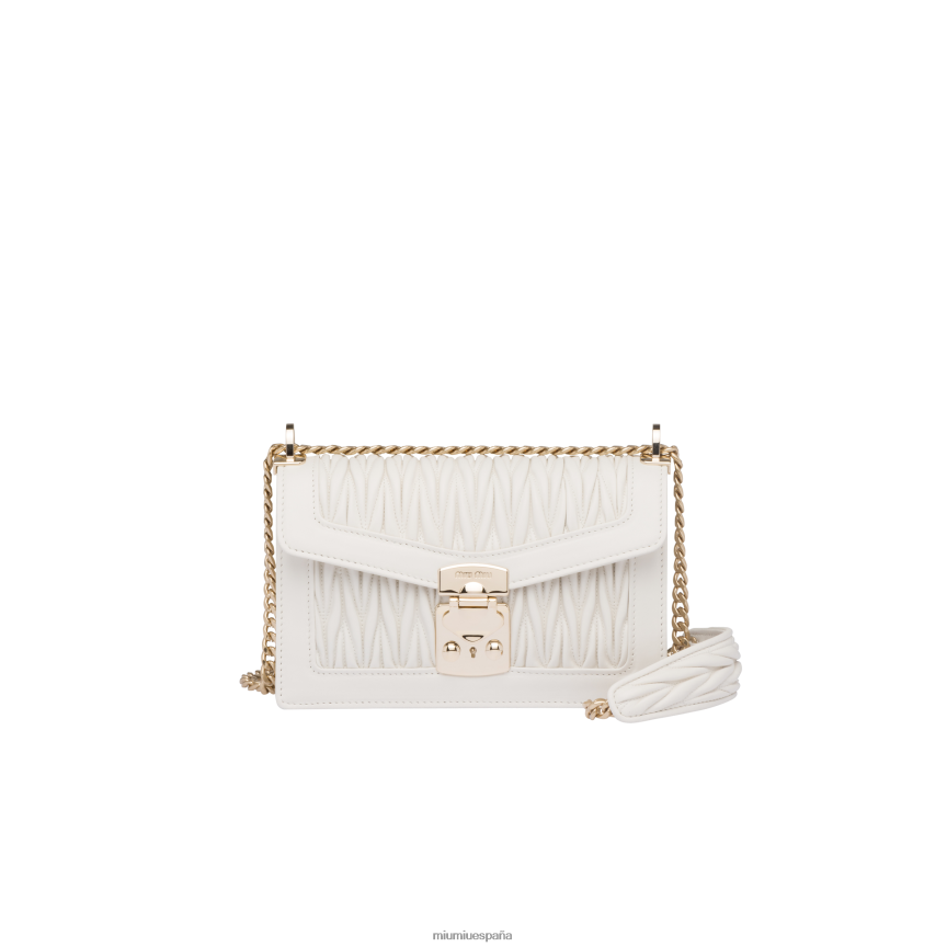 es Miu Miurecopilación bolsa de piel de napa matelasse confidencial blanco JPDFR8114