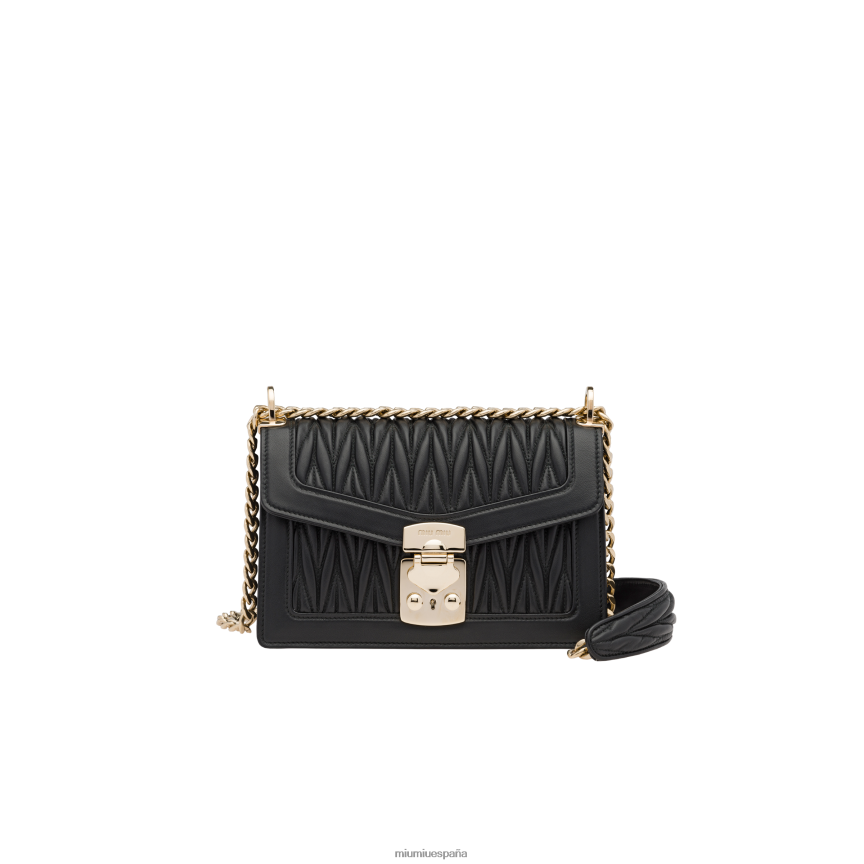 es Miu Miurecopilación bolsa de piel de napa matelasse confidencial negro JPDFR8117