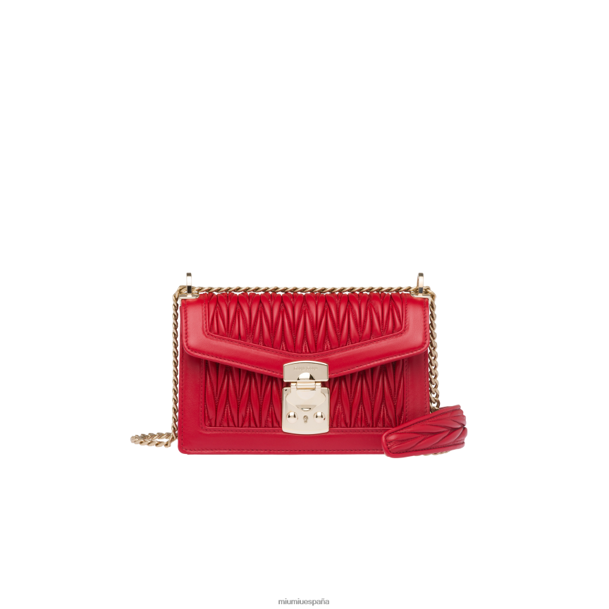 es Miu Miurecopilación bolsa de piel de napa matelasse confidencial rojo fuego JPDFR8116