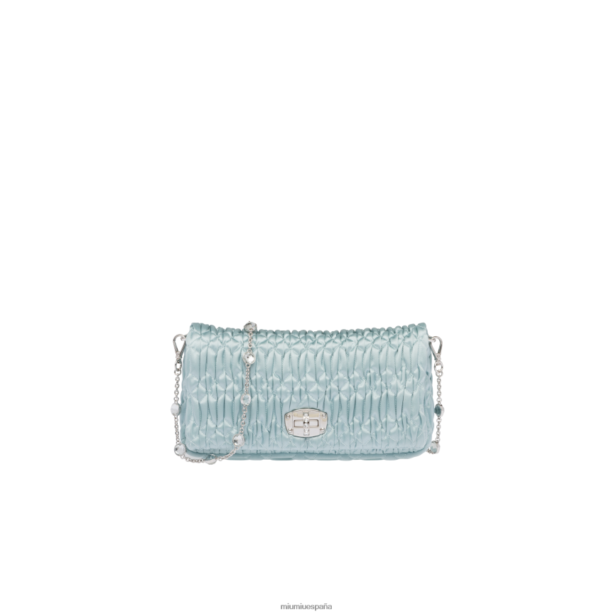 es Miu Miurecopilación bolsa de raso de cristal lago azul JPDFR8109