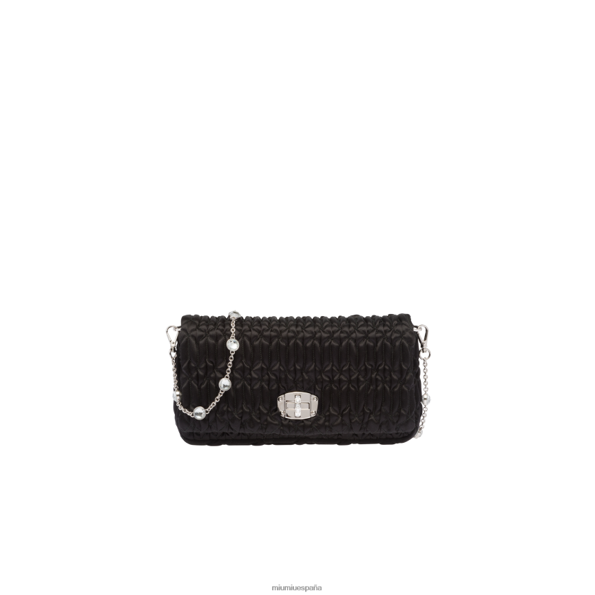 es Miu Miurecopilación bolsa de raso de cristal negro JPDFR8112