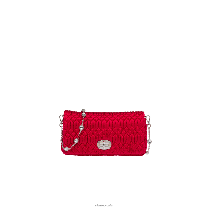 es Miu Miurecopilación bolsa de raso de cristal rojo JPDFR8111