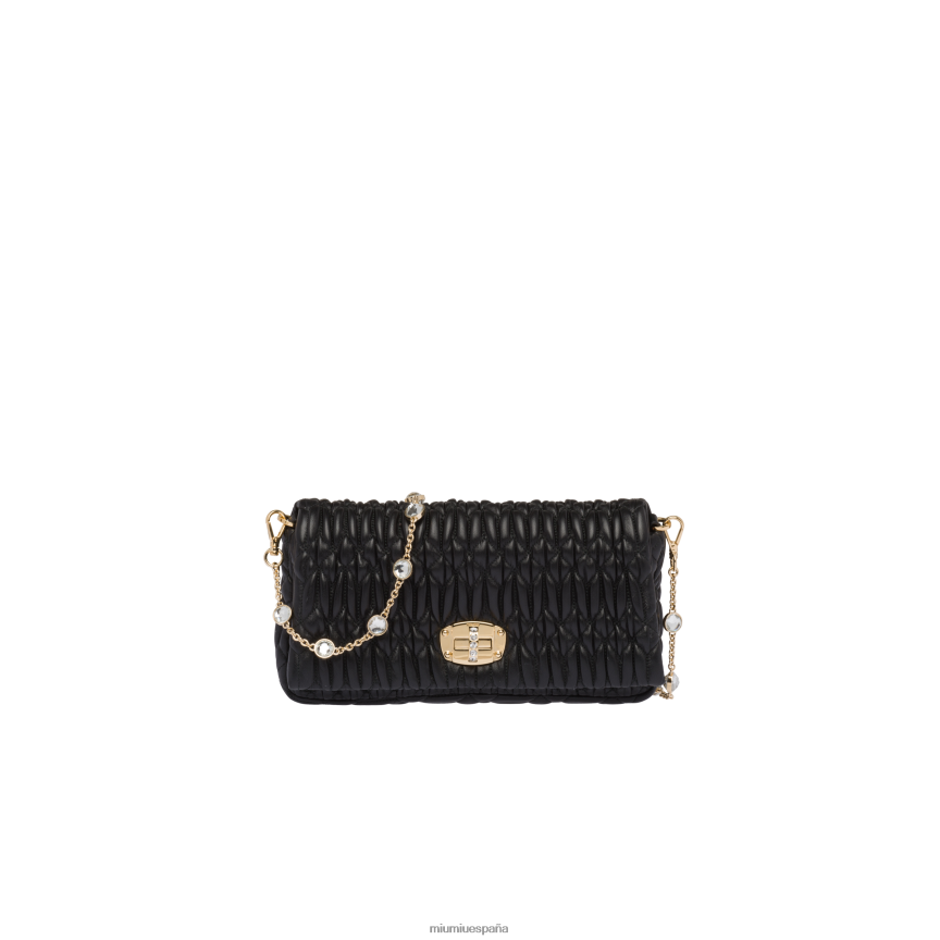 es Miu Miurecopilación bolsas de hombro negro JPDFR8105