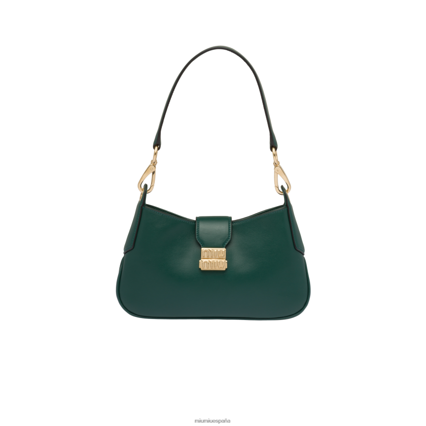 es Miu Miurecopilación bolso hobo de piel adelfa verde JPDFR891