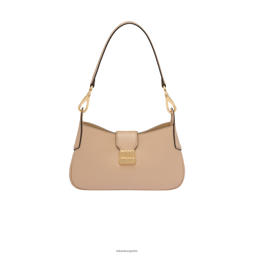 es Miu Miurecopilación bolso hobo de piel arena beige JPDFR892