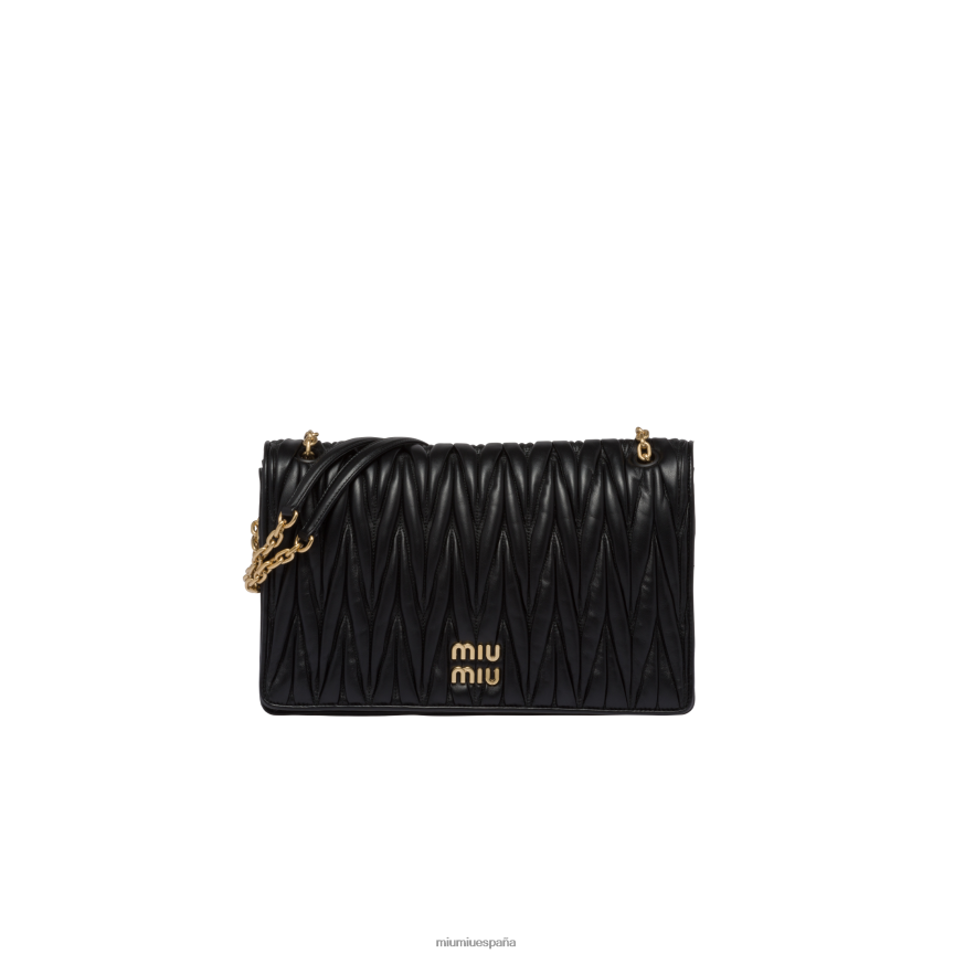 es Miu Miurecopilación bolsa de napa matelasse negro JPDFR852