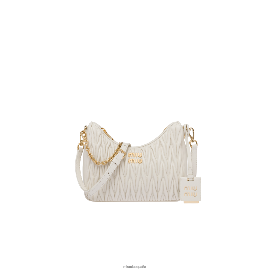 es Miu Miurecopilación bolso de hombro matelasse de piel de napa blanco JPDFR857