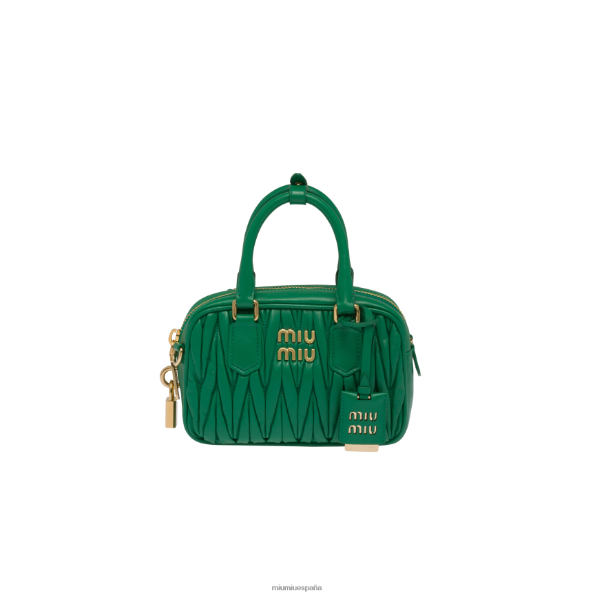 es Miu Miurecopilación bolso de mano matelasse de piel de napa mango JPDFR842