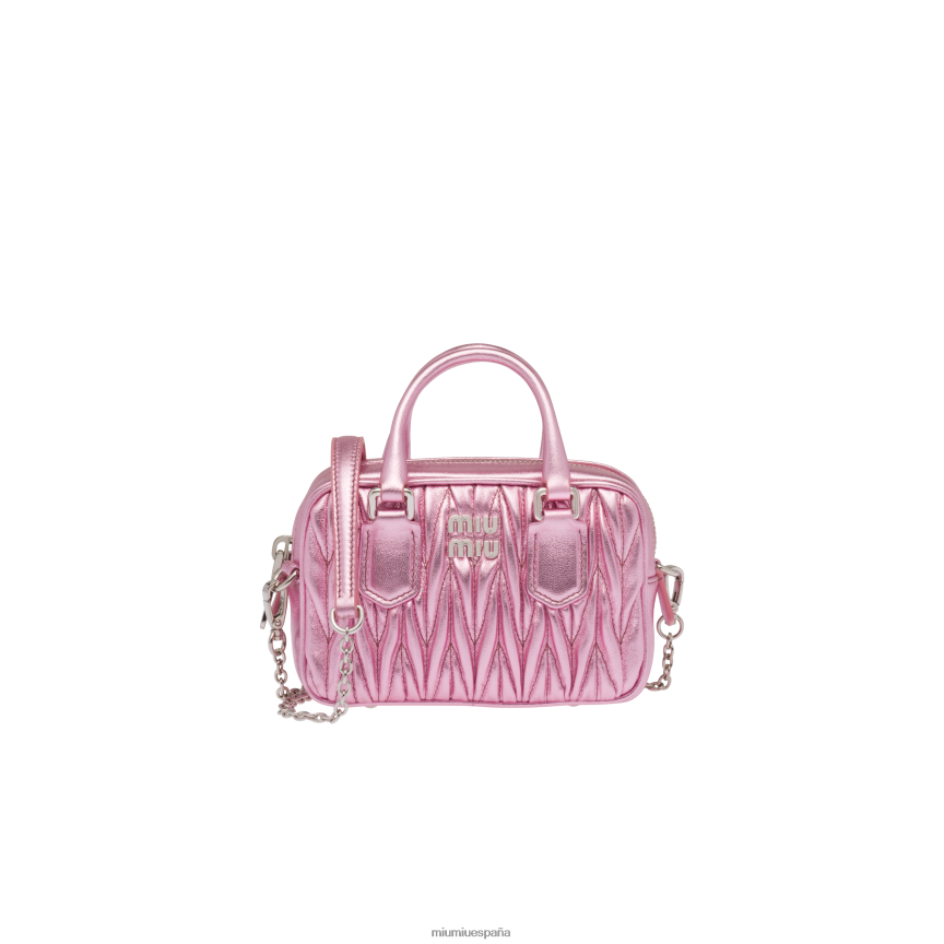 es Miu Miurecopilación bolso mini con asa en la parte superior de napa matelasse mordore rosa JPDFR8164