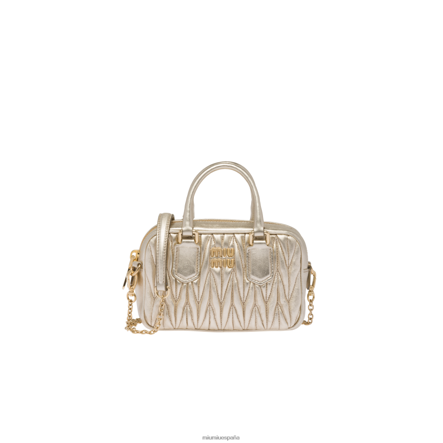 es Miu Miurecopilación bolso mini con asa en la parte superior de napa matelasse pirita JPDFR8166
