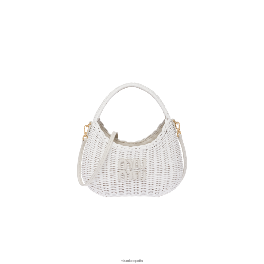 es Miu Miurecopilación bolso de mimbre vagabundo blanco JPDFR822