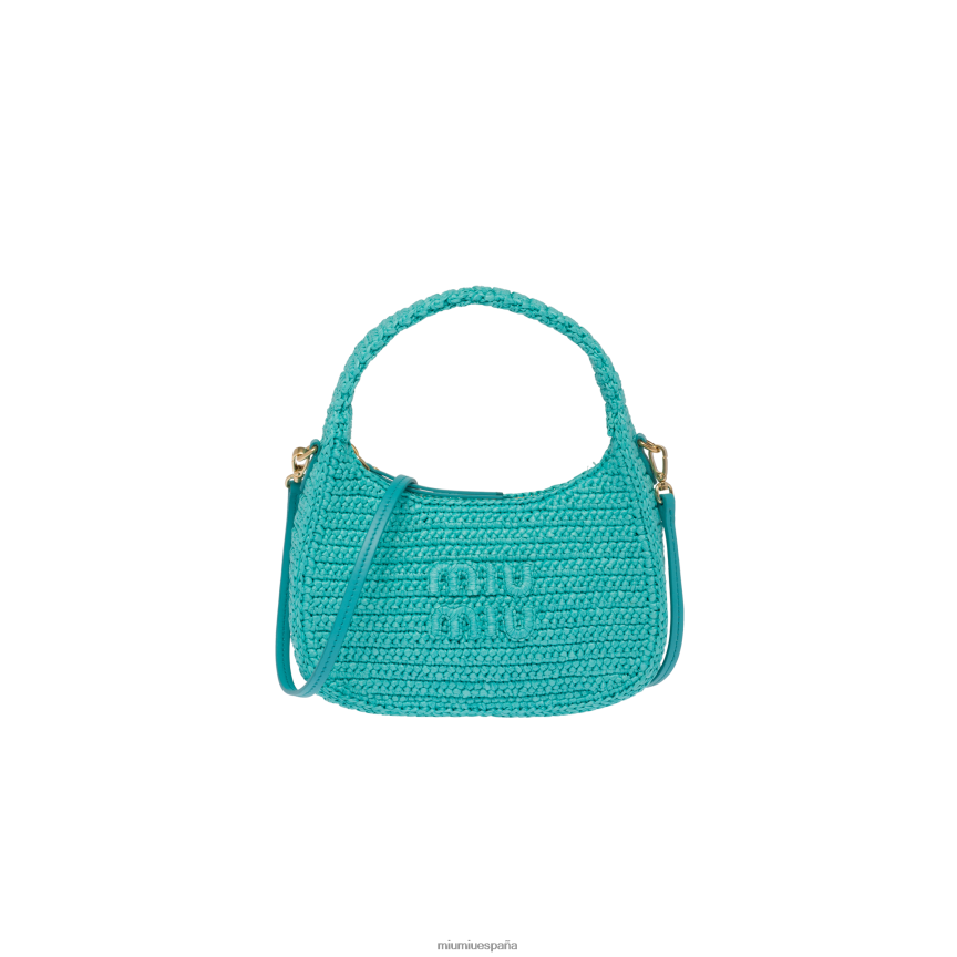 es Miu Miurecopilación bolso hobo de ganchillo Jade verde JPDFR819
