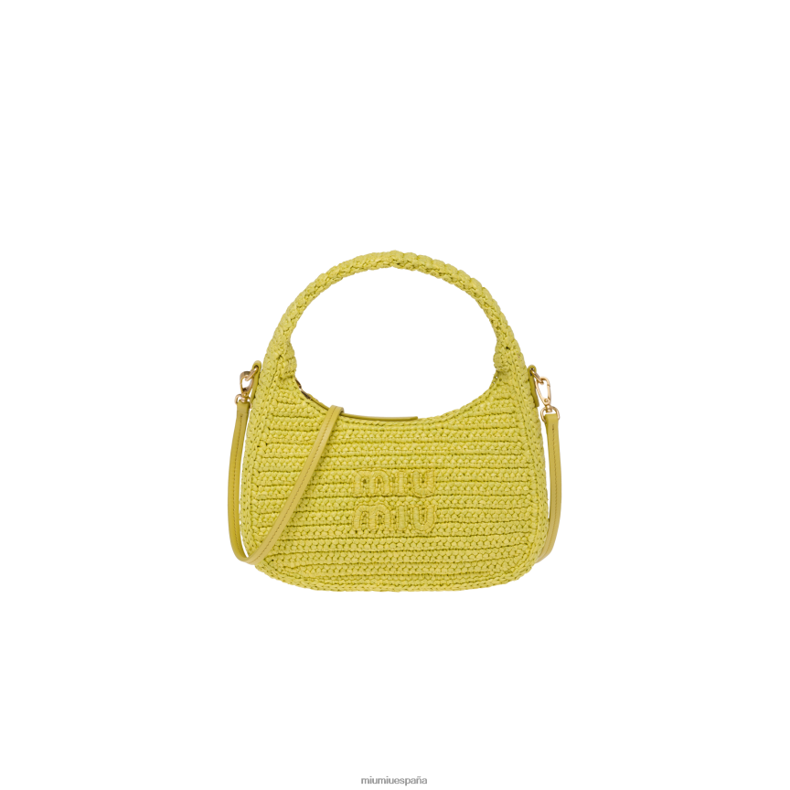 es Miu Miurecopilación bolso hobo de ganchillo amarillo limón JPDFR818