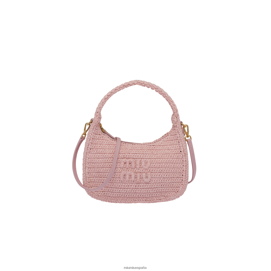 es Miu Miurecopilación bolso hobo de ganchillo rosa alabastro JPDFR817