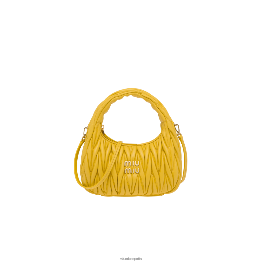 es Miu Miurecopilación bolso hobo mini wander matelasse de piel de napa amarillo soleado JPDFR82