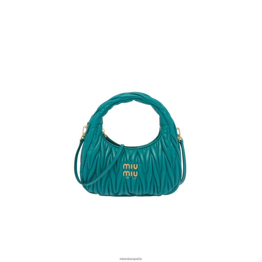 es Miu Miurecopilación bolso hobo mini wander matelasse de piel de napa azul eléctrico JPDFR84