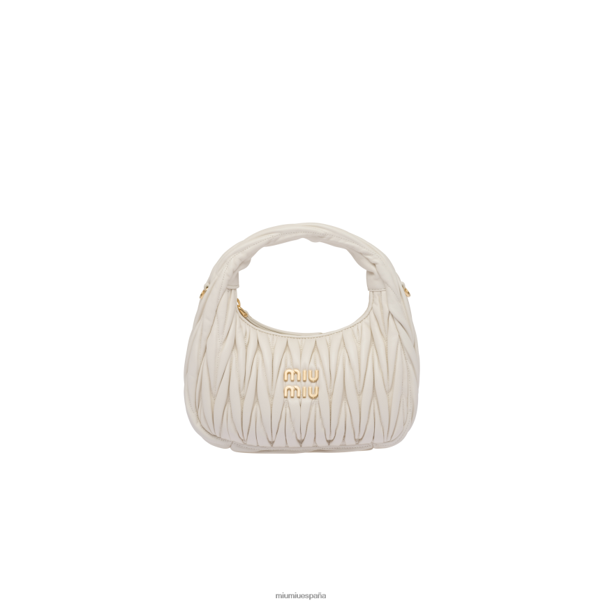 es Miu Miurecopilación bolso hobo mini wander matelasse de piel de napa blanco JPDFR815