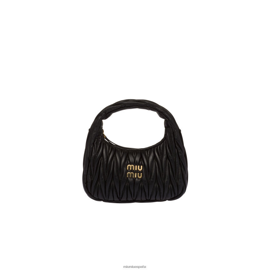 es Miu Miurecopilación bolso hobo mini wander matelasse de piel de napa negro JPDFR816