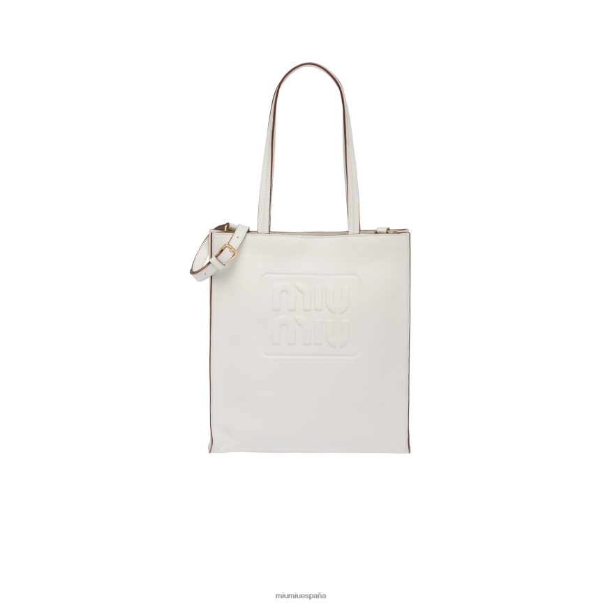 es Miu Miurecopilación bolso tote madrás blanco JPDFR8123