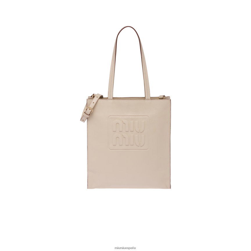 es Miu Miurecopilación bolso tote madrás blanco crudo JPDFR8120