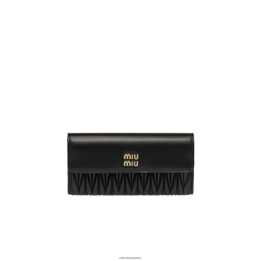 es Miu Miurecopilación cartera grande de napa matelasse negro JPDFR81086