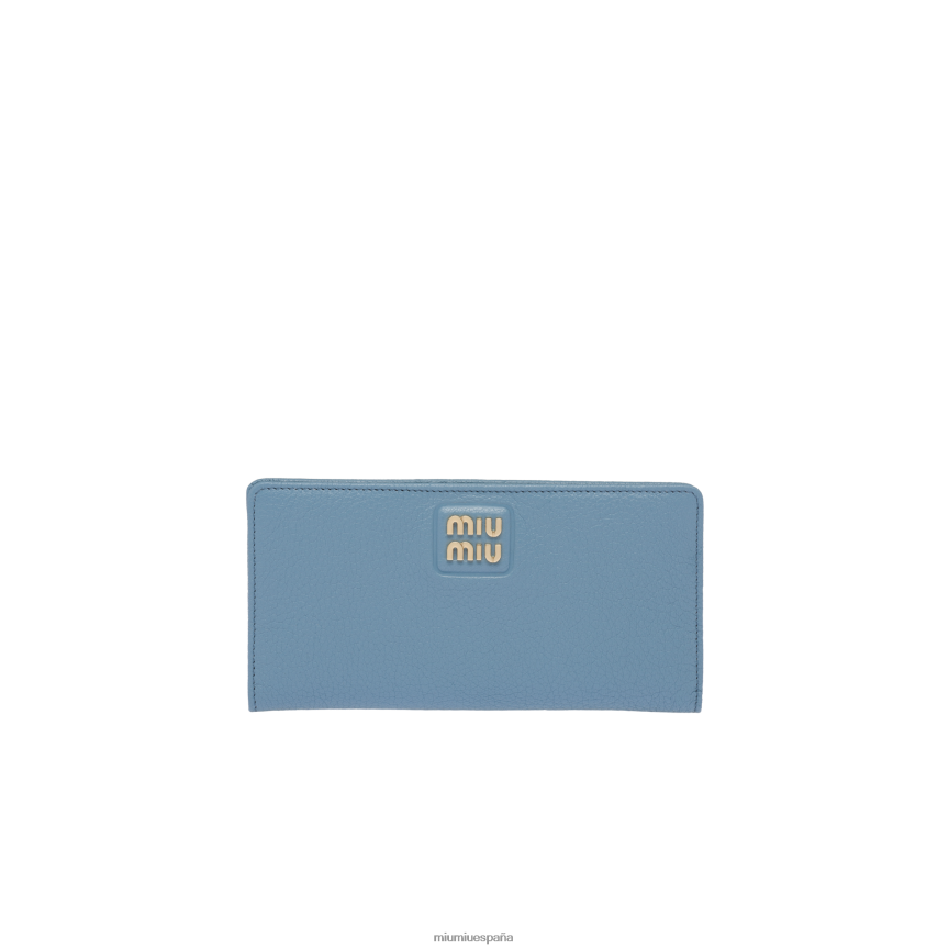 es Miu Miurecopilación cartera grande de piel de madrás azul astral JPDFR81088