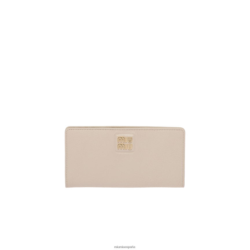 es Miu Miurecopilación cartera grande de piel de madrás blanco crudo JPDFR81089