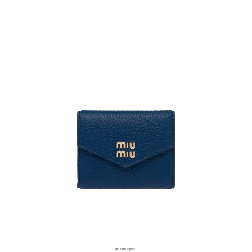 es Miu Miurecopilación cartera pequeña de cuero azul JPDFR81081