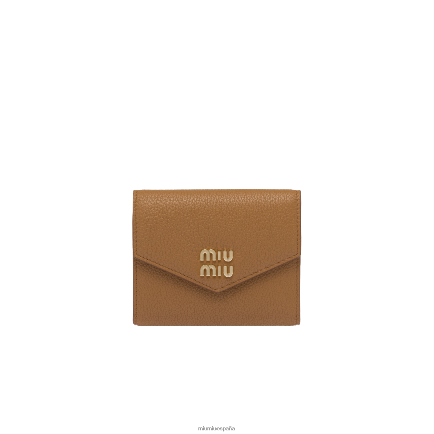 es Miu Miurecopilación cartera pequeña de cuero caramelo JPDFR81082