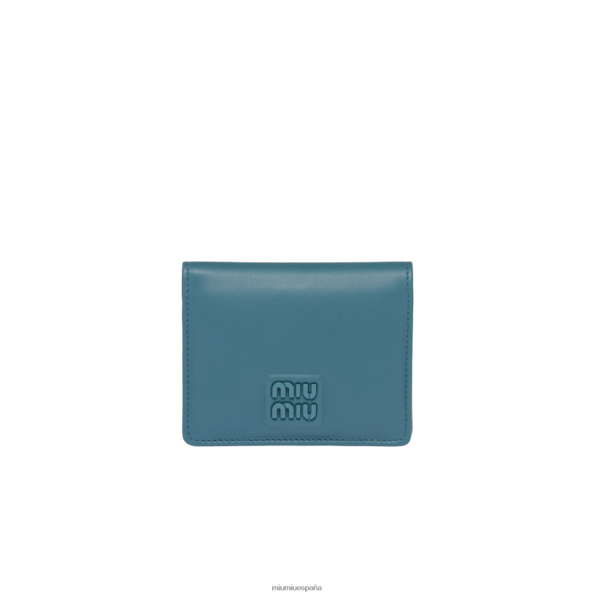 es Miu Miurecopilación cartera pequeña de cuero marina azul JPDFR81065