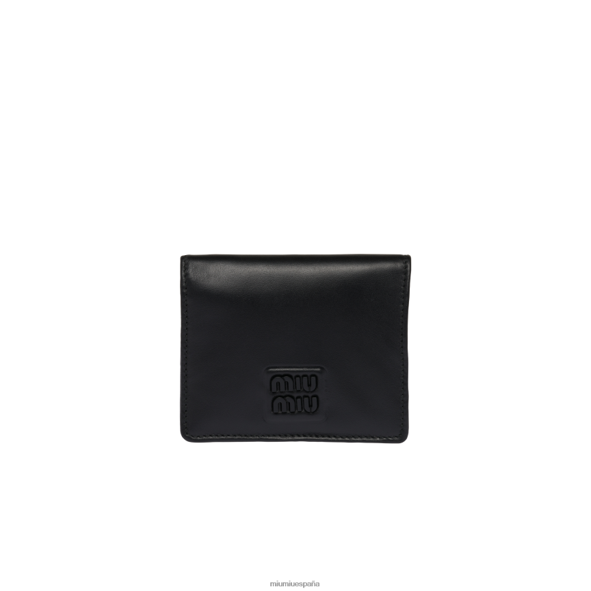 es Miu Miurecopilación cartera pequeña de cuero negro JPDFR81064