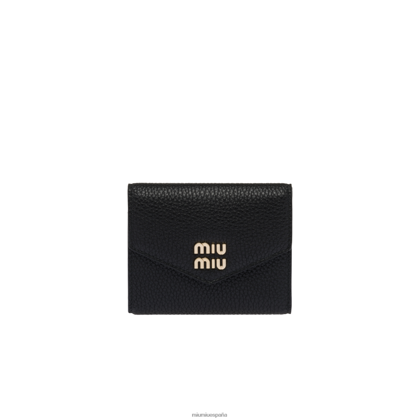 es Miu Miurecopilación cartera pequeña de cuero negro JPDFR81080