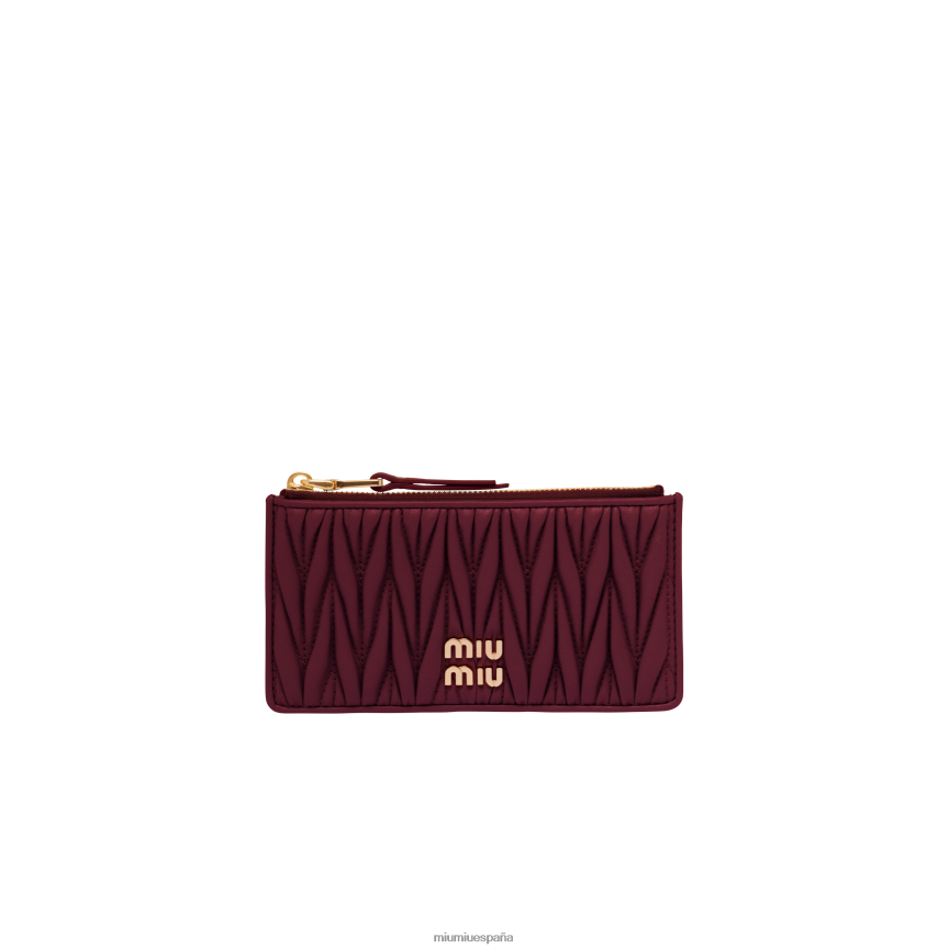es Miu Miurecopilación cartera tipo sobre de napa matelasse rojo amaranto/amarillo maíz JPDFR81034