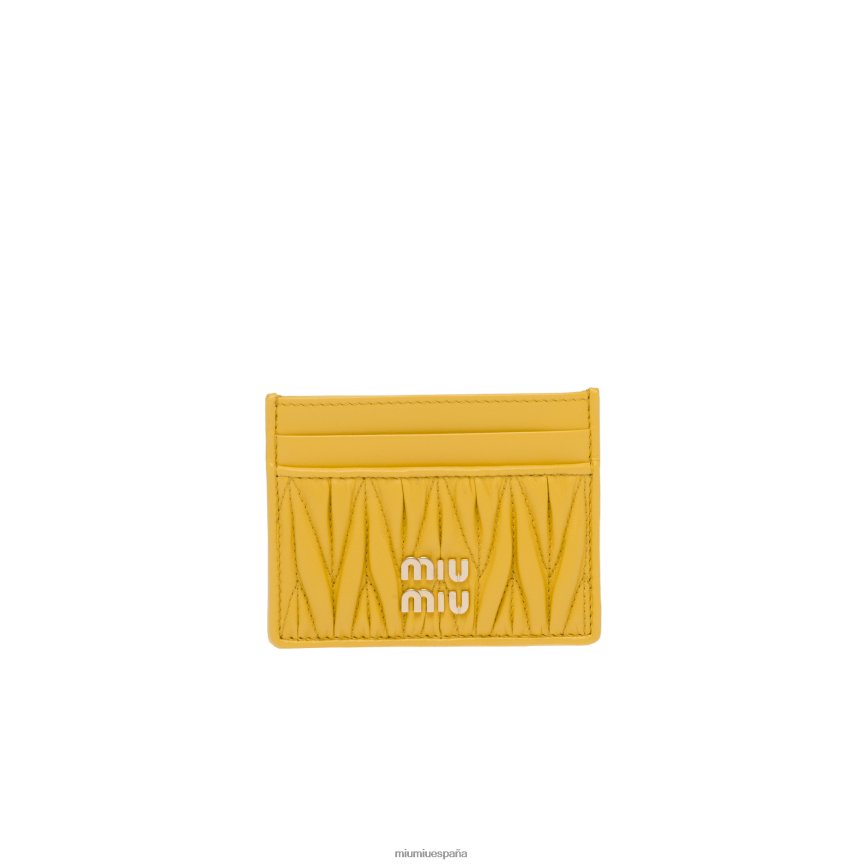 es Miu Miurecopilación tarjetero de napa matelasse amarillo soleado JPDFR81038