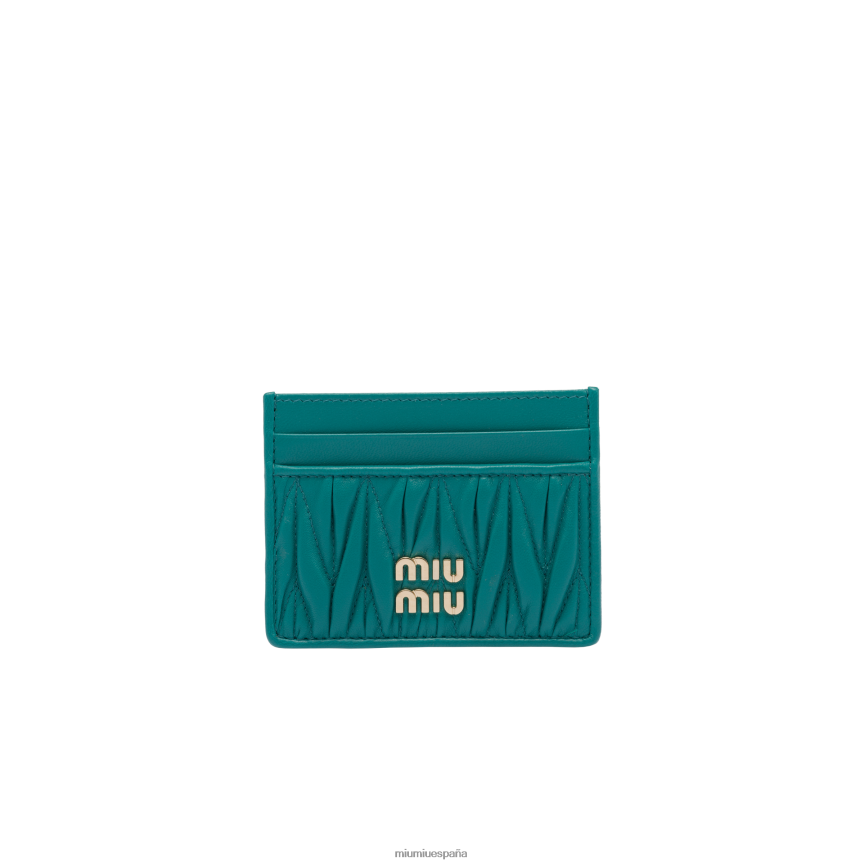 es Miu Miurecopilación tarjetero de napa matelasse azul eléctrico JPDFR81037