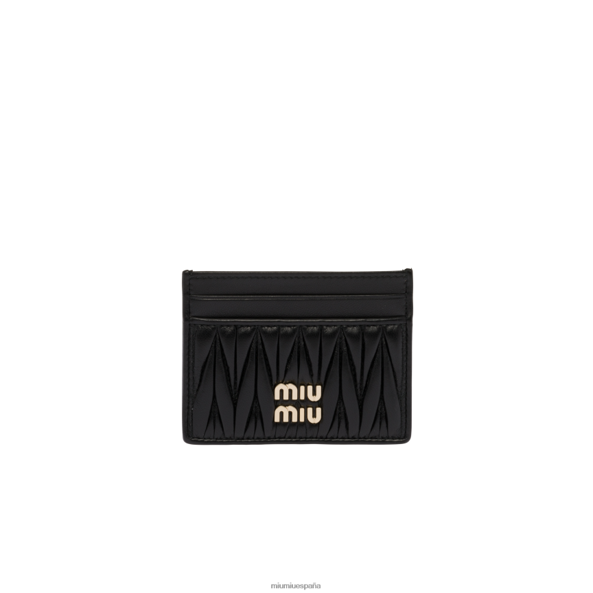 es Miu Miurecopilación tarjetero de napa matelasse negro JPDFR81035