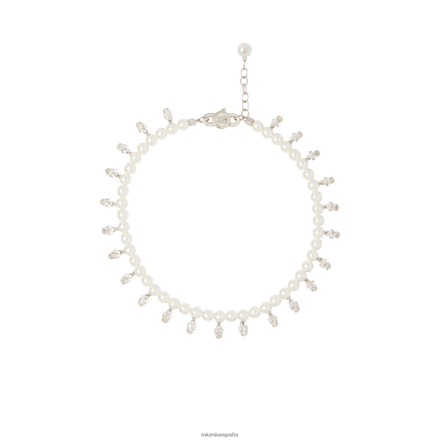 es Miu Miujoyas collar de perlas y cristales crema JPDFR81378