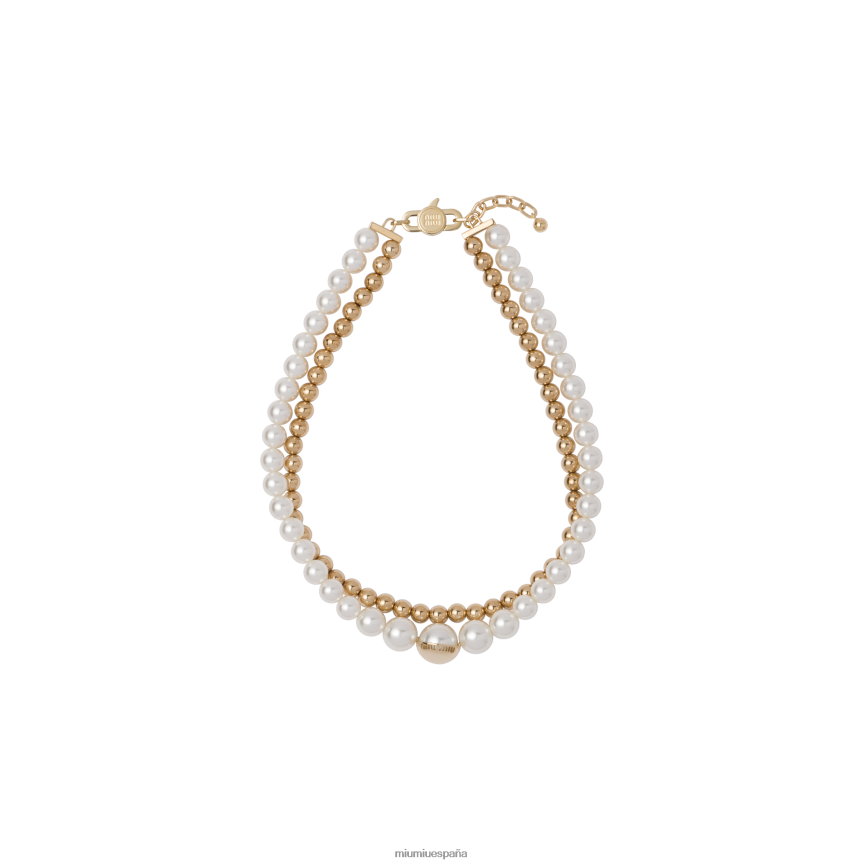 es Miu Miujoyas collar de perlas y metal oro/crema JPDFR81365