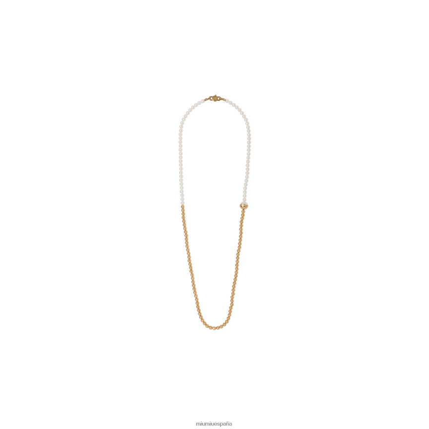 es Miu Miujoyas collar de perlas y metal oro/crema JPDFR81366