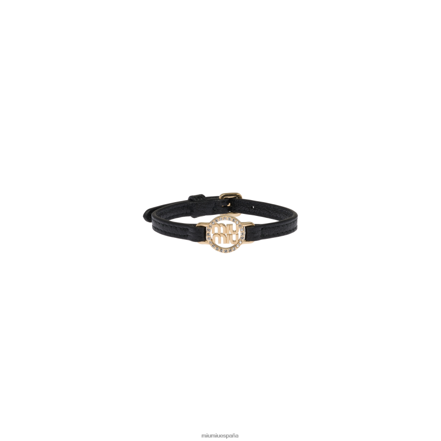 es Miu Miujoyas pulsera de cuero madrás negro JPDFR81352