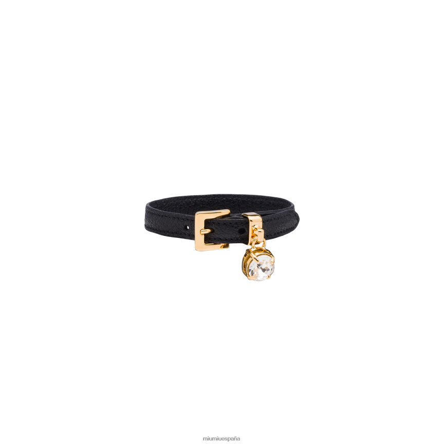 es Miu Miujoyas pulsera de cuero madrás negro JPDFR81364