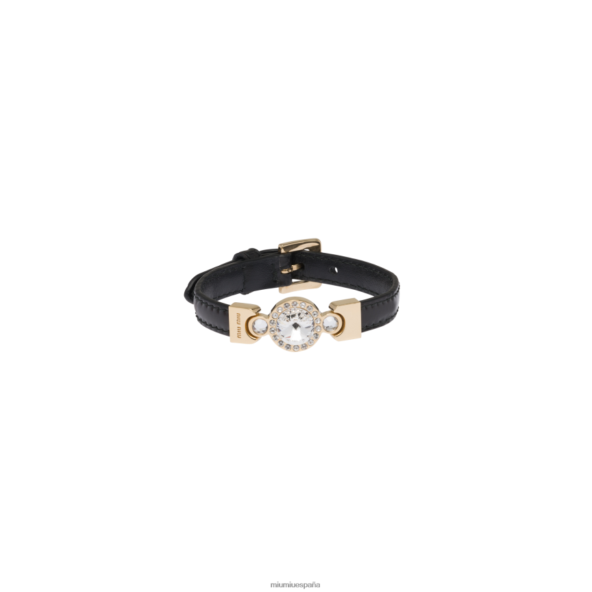 es Miu Miujoyas pulsera de piel con estampado de cocodrilo negro JPDFR81354
