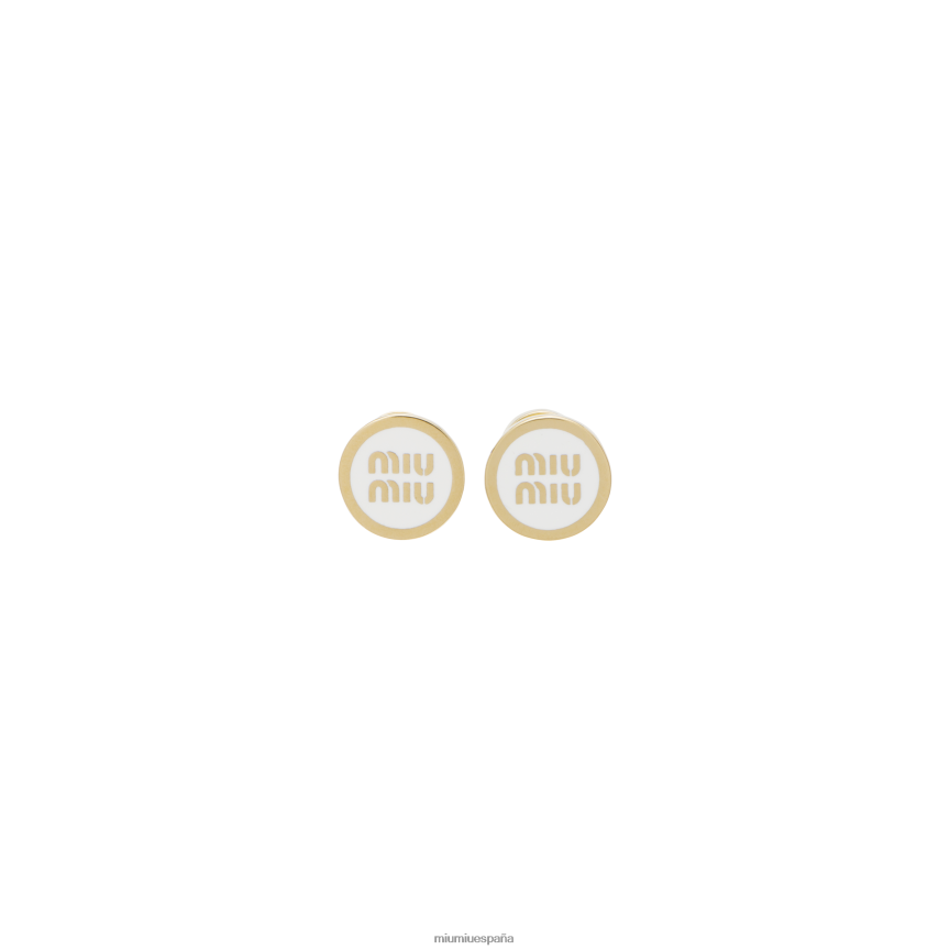 es Miu Miujoyas aretes de metal esmaltado blanco JPDFR81295