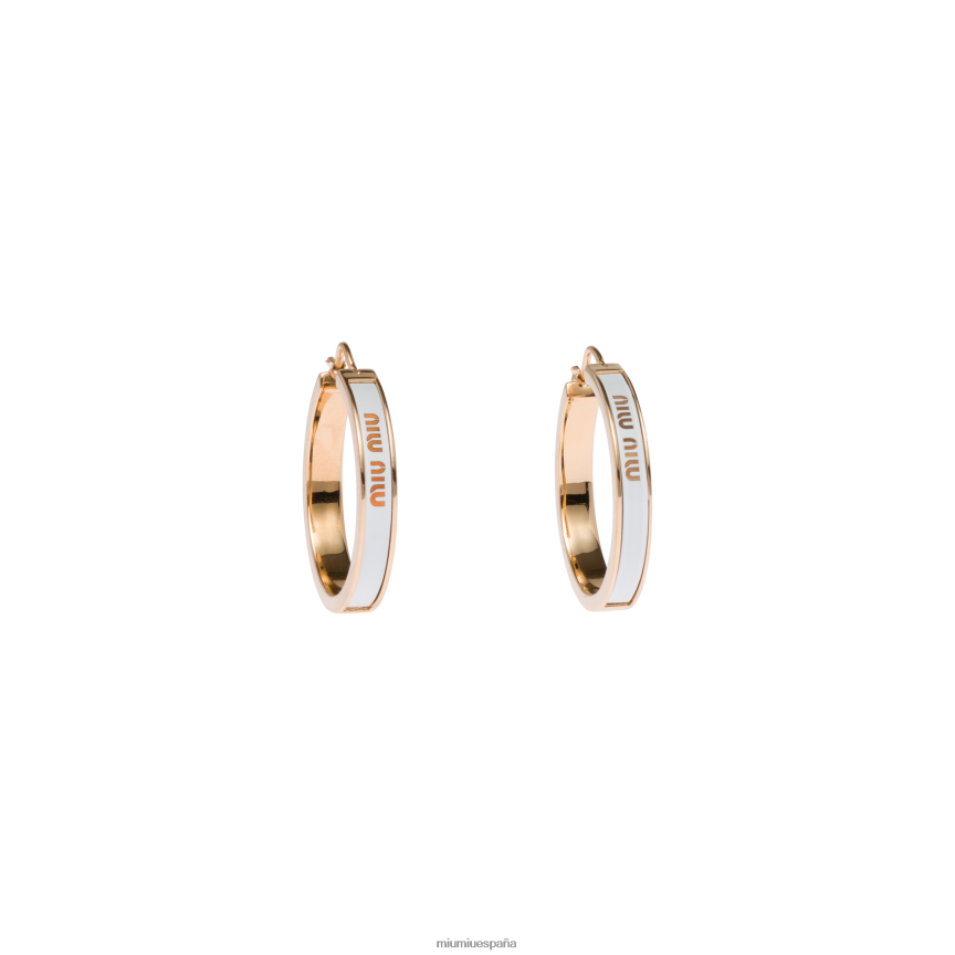 es Miu Miujoyas aretes de metal esmaltado blanco JPDFR81303