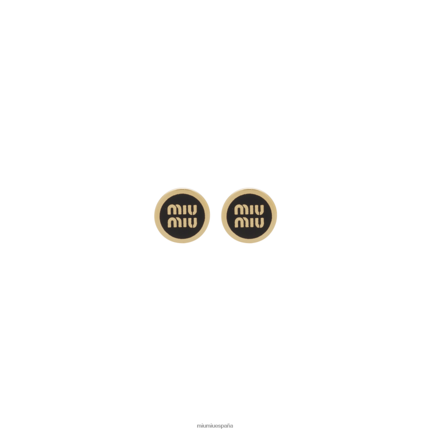 es Miu Miujoyas aretes de metal esmaltado negro JPDFR81294